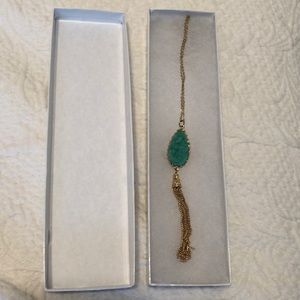 Teal & gold gemstone necklace
